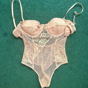 baby pink lace body suit GARAGE